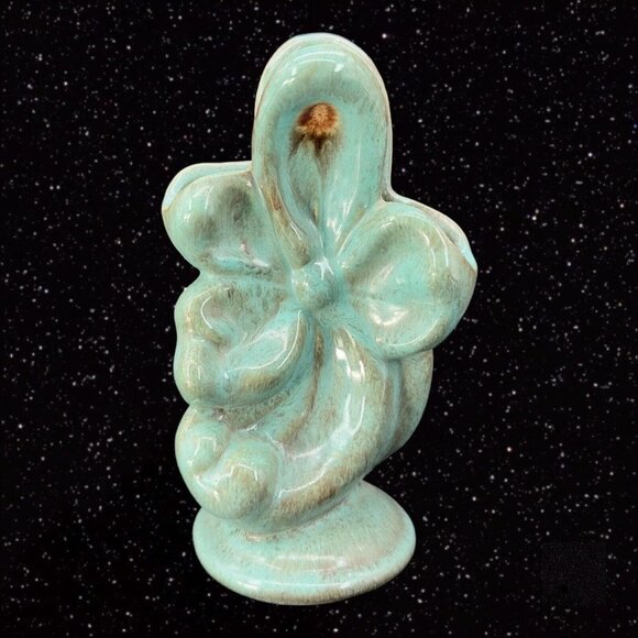 Gonder Pottery Vase Flower Shaped Art Deco Blue Green Color Pottery Mid Century - Picture 1 of 8